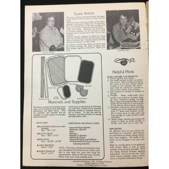 Placements Plus Leaflet Purses Pillows Playthings 35 Projects VINTAGE 1980 GM-26 - Picture 3 of 5